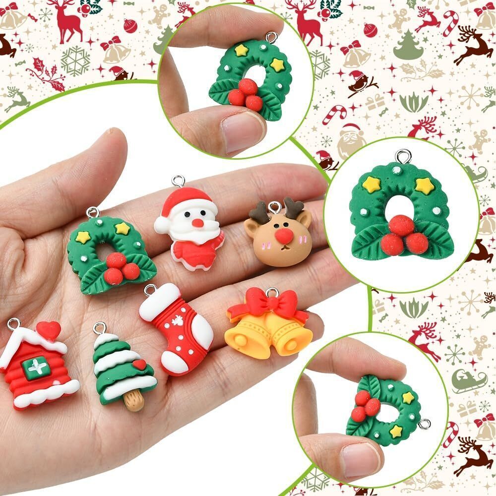 2417 48pcs Christmas Resin Charms, 13 Styles Mixed Color Christmas Bell - Picture 2 of 7